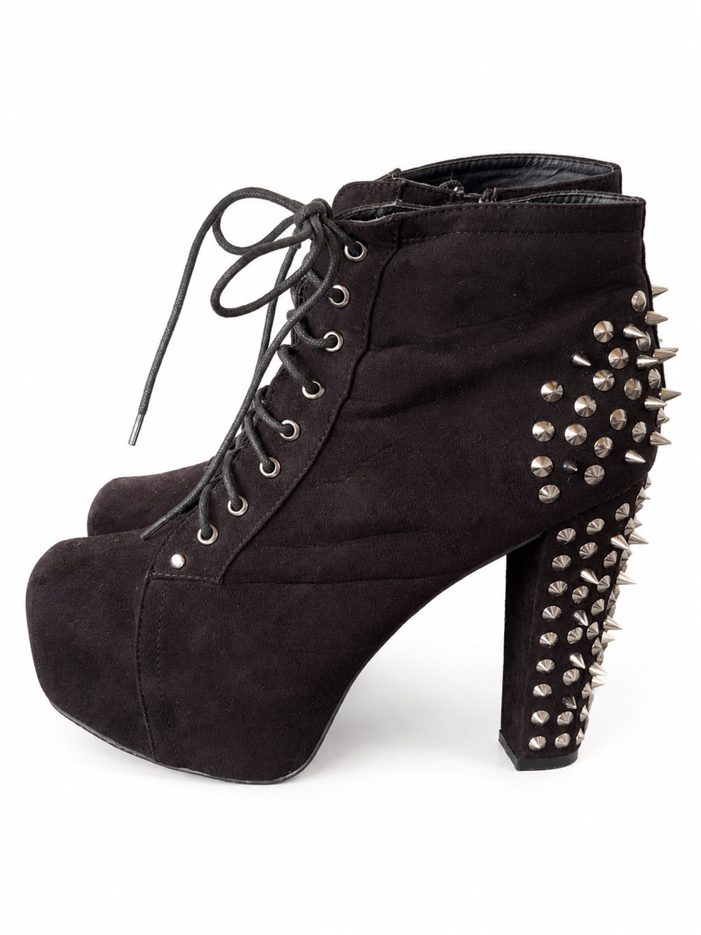 Breckelles Edgy Studded Spike Lace up Platform Ankle boots
